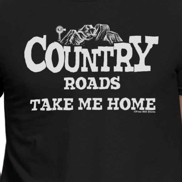 Country Roads Take Me Home Guitar T-Shirt Western Folk Music Tee 05 - Picture 2 of 5